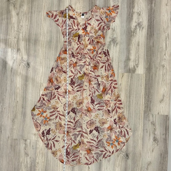 Windsor V Neck Sheer Floral Chiffon High Low Short Sleeve Top Maxi Train Size S - Picture 2 of 7